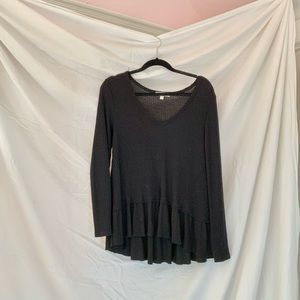 Anthropology Black v neck long sleeve sweater